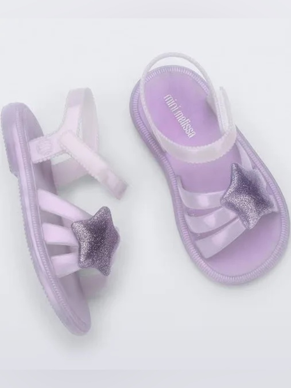 Mini Melissa Lavender Jelly Sandals with Glitter Star Detail NWOB